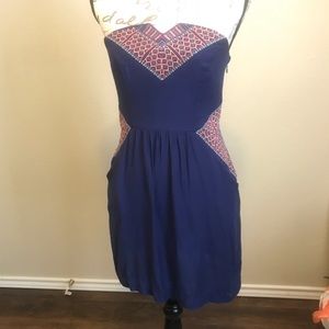 Strapless Blue Mini Dress Size S